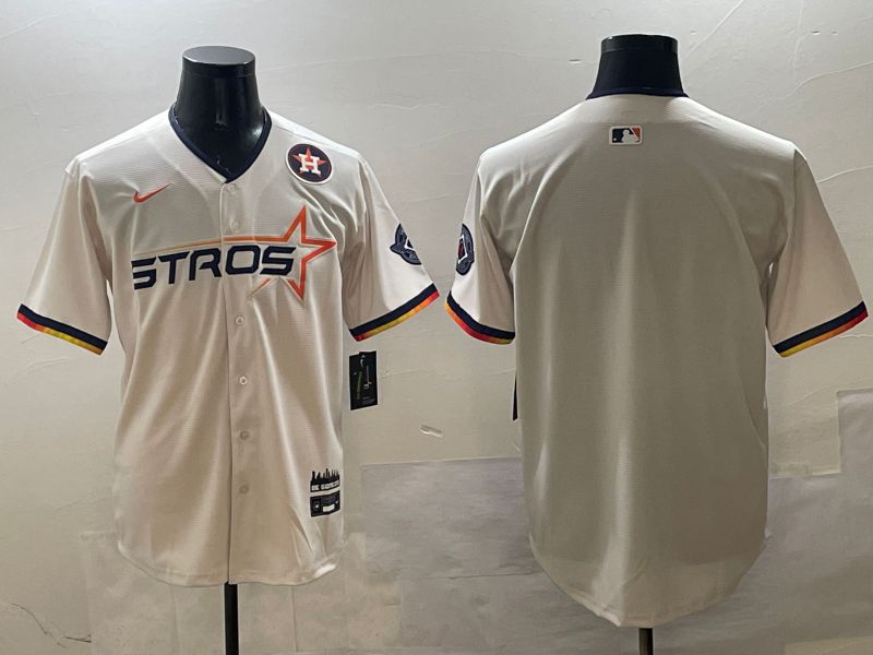 Men Houston Astros Blank Cream Three generations Joint Name 2025 Nike MLB Jersey style 3->houston astros->MLB Jersey